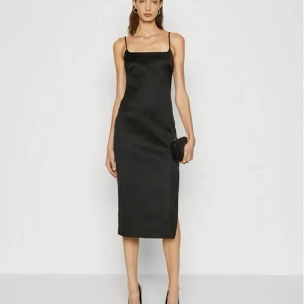 Abercrombie & Fitch Black Spaghetti Strap Dress with slit